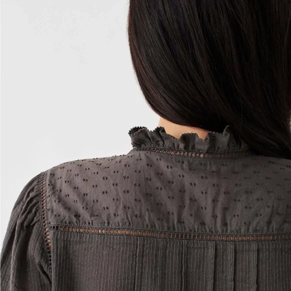 Faherty Willa Blouse Organic Cotton Beautiful Details Size XS - Picture 2 of 8